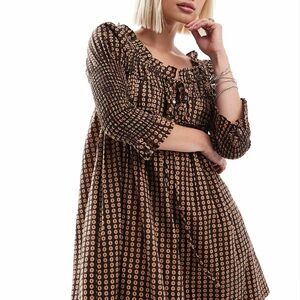 Free People mini smock dress in black multi